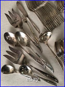 92 pc MAGIC ROSE 1847 Rogers IS Flatware Silverplate Set Service for 12