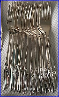 92 pc MAGIC ROSE 1847 Rogers IS Flatware Silverplate Set Service for 12