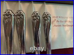 93 pc 1847 Rogers IS Daffodil Flatware Silverware Set Serving Extras Box Papers