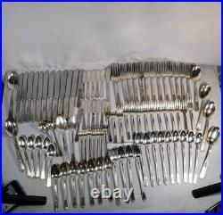 94 Pc 1847 Rogers Bros. Ancestral Silverplate Flatware Set Vintage