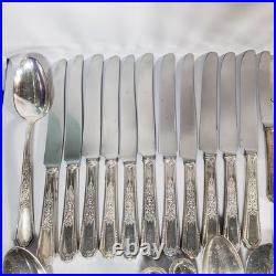 94 Pc 1847 Rogers Bros. Ancestral Silverplate Flatware Set Vintage
