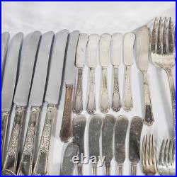 94 Pc 1847 Rogers Bros. Ancestral Silverplate Flatware Set Vintage