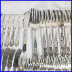 94 Pc 1847 Rogers Bros. Ancestral Silverplate Flatware Set Vintage