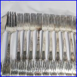 94 Pc 1847 Rogers Bros. Ancestral Silverplate Flatware Set Vintage
