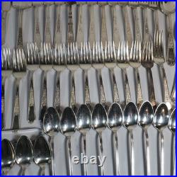 94 Pc 1847 Rogers Bros. Ancestral Silverplate Flatware Set Vintage