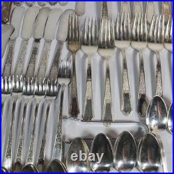 94 Pc 1847 Rogers Bros. Ancestral Silverplate Flatware Set Vintage