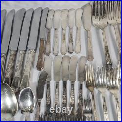 94 Pc 1847 Rogers Bros. Ancestral Silverplate Flatware Set Vintage