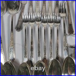 94 Pc 1847 Rogers Bros. Ancestral Silverplate Flatware Set Vintage