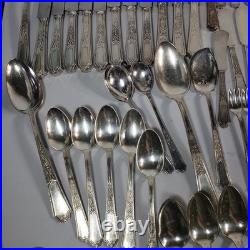 94 Pc 1847 Rogers Bros. Ancestral Silverplate Flatware Set Vintage