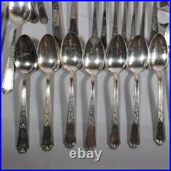 94 Pc 1847 Rogers Bros. Ancestral Silverplate Flatware Set Vintage