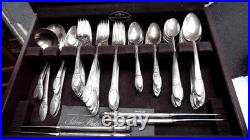 95 Pc Vtg 1847 Rogers Bros First Love Silver Plate International Flatware/Case