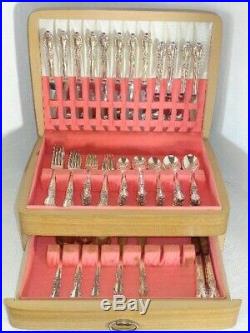 97 Pc Wm Rogers & Son Silverplate Flatware in Chest Victorian Rose