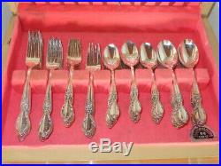 97 Pc Wm Rogers & Son Silverplate Flatware in Chest Victorian Rose