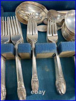 97 pc Set FIRST LOVE by 1847 Rogers Bros Silverware in Wood Chest