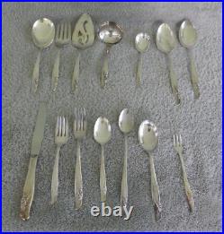 99 Pc Silverware Rogers Bros Silverplate, Exquisite Floral Reinforced Plate +Box