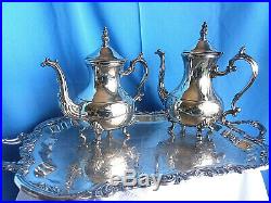 9F. B. Rogers Victorian Style Silverplate Tea & Coffee Service Set & Serving Tray