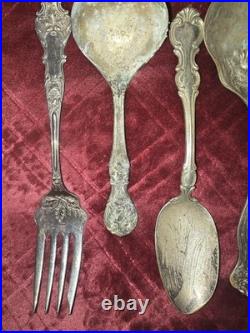 9 Pc Hostess Serving Peices Assorted Silver Plate Spoons Forks Etc polished