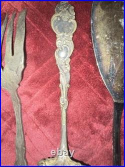 9 Pc Hostess Serving Peices Assorted Silver Plate Spoons Forks Etc polished