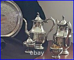 ANTIQUE 1881 Rogers Tea Set Silver Plated Serving Tray VINTAGE 5pc