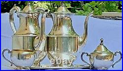 ANTIQUE 1881 Rogers Tea Set Silver Plated Serving Tray VINTAGE 5pc