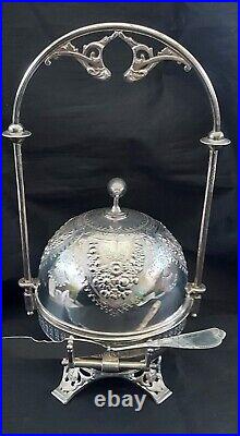 ANTIQUE Meriden Britannia SILVERPLATE FIGURAL ROLL TOP BUTTER DISH