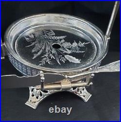 ANTIQUE Meriden Britannia SILVERPLATE FIGURAL ROLL TOP BUTTER DISH