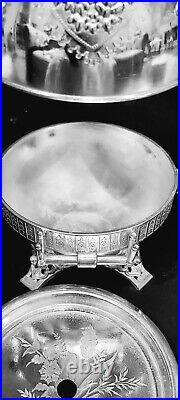 ANTIQUE Meriden Britannia SILVERPLATE FIGURAL ROLL TOP BUTTER DISH