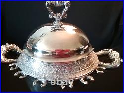 ANTIQUE NEW AMSTERDAM QUADRUPLE SILVER PLATE SUGAR BOWL With12 ROGERS BIRTH SPOONS