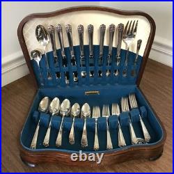 APRIL Rogers & Son International Silver 52Pcs Set for 8+ SILVERPLATE &freeCase