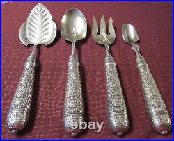 ASSYRIAN HEAD 4 Hollow Handle Serving Pieces 1886 Rogers Silverplate No Monogram