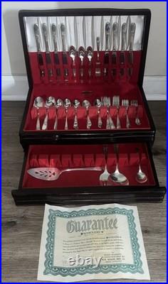 AUTHENTIC WM ROGERS SILVERPLATED 66 PIECE DINNER SET FLATWARE SILVERWARE with Case