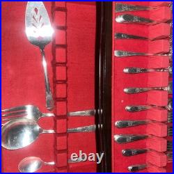 AUTHENTIC WM ROGERS SILVERPLATED 66 PIECE DINNER SET FLATWARE SILVERWARE with Case