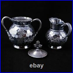 Aesthetic movement Victorian silver plate sugar and creamer set Beehive Rogers