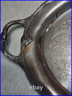 Anchor Rogers IS Silverplate Moonbeam Handled Butler Tray 21 4881