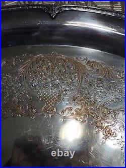 Anchor Rogers IS Silverplate Moonbeam Handled Butler Tray 21 4881