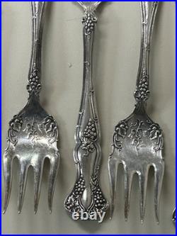 Ant. 1847 ROGERS BROS. 1904 Vintage Grape 10 ct. SALAD FORKS- XS Triple SP