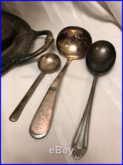 Antique 1800s Roger's Sterling Silver Platter Salt Pepper Spoon Dinnerware Lot
