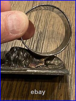 Antique 1800s Rogers & Bros. LION Figural Silverplate Napkin Ring Holder