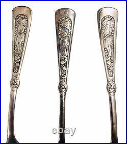 Antique 1847 ROGERS BROS Woman Arcadian Silver Plate Dinner Fork Lot of (3)