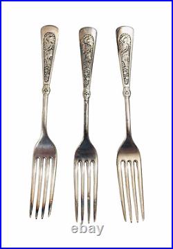 Antique 1847 ROGERS BROS Woman Arcadian Silver Plate Dinner Fork Lot of (3)