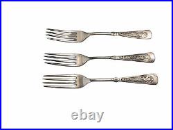 Antique 1847 ROGERS BROS Woman Arcadian Silver Plate Dinner Fork Lot of (3)