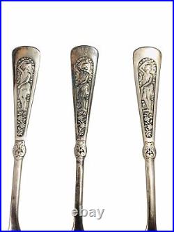 Antique 1847 ROGERS BROS Woman Arcadian Silver Plate Dinner Fork Lot of (3)