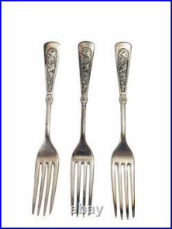 Antique 1847 ROGERS BROS Woman Arcadian Silver Plate Dinner Fork Lot of (3)