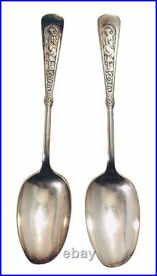 Antique 1847 ROGERS BROS Woman on Handle Pregnant Silver Plated SPOONS Lot of 2