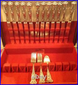 Antique 1847 Rogers Bro 1904 VINTAGE Grapes Silverplate Set 29pc 12knives11forks