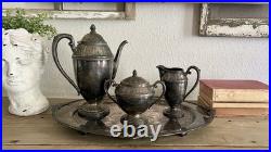 Antique 1847 Rogers Bros Silver plate Tea Set, 1933 Marquise pattern Antique 1847 Rogers Bros Silver plate Tea Set, 1933 Marquise pattern