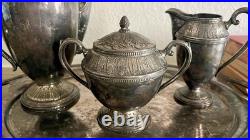 Antique 1847 Rogers Bros Silver plate Tea Set, 1933 Marquise pattern