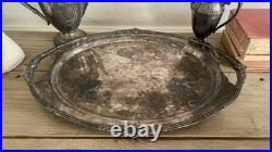 Antique 1847 Rogers Bros Silver plate Tea Set, 1933 Marquise pattern