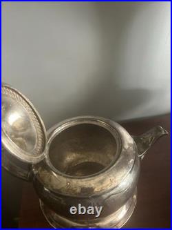 Antique 1862 Meriden Etched Quadruple Silver plate Family Tea Set 7 Pieces