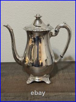 Antique 1881 Rogers Glenrose Silverplate Tea Pot, Creamer, Sugar Bowl Set 1920's